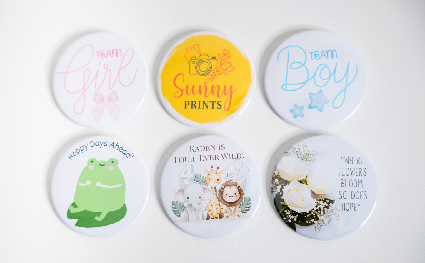 3" Round Button Pins